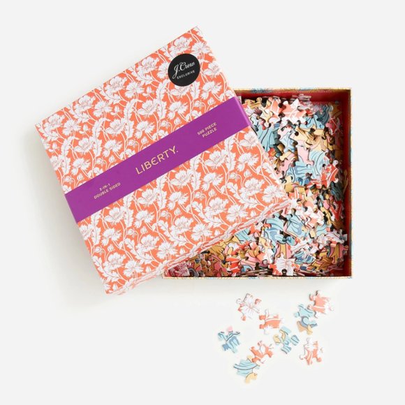 Bundle of 2 - J. Crew Liberty Print Doubled Sided Puzzle in Decorative Boxes - Picture 6 of 11